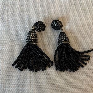2/$10 Black Beaded Tassel Earrings